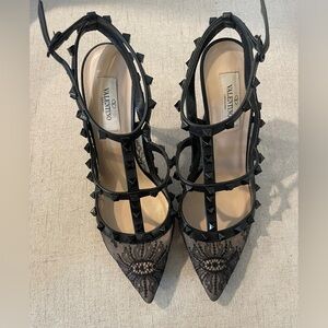 Valentino Garavani rockstud lace pumps